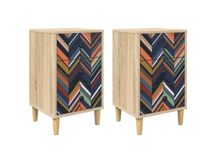 HFXHIJXQ Nachttisch 2er Set Sonoma-Eiche36 x 33 x 60 cm Modernes Design fürs Schlafzimmer: Kompakter Beistellschrank aus Holzwerkstoff mit Füßen für beste Luftzirkulation.