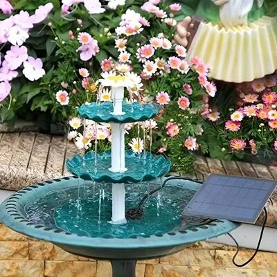 Top Demand Picks 3 Tier Solar Bird Bath Fountain With Detachable 2.5W DIY Pump For Garden Decoration, Outdoor Bird Feeder blackish Green