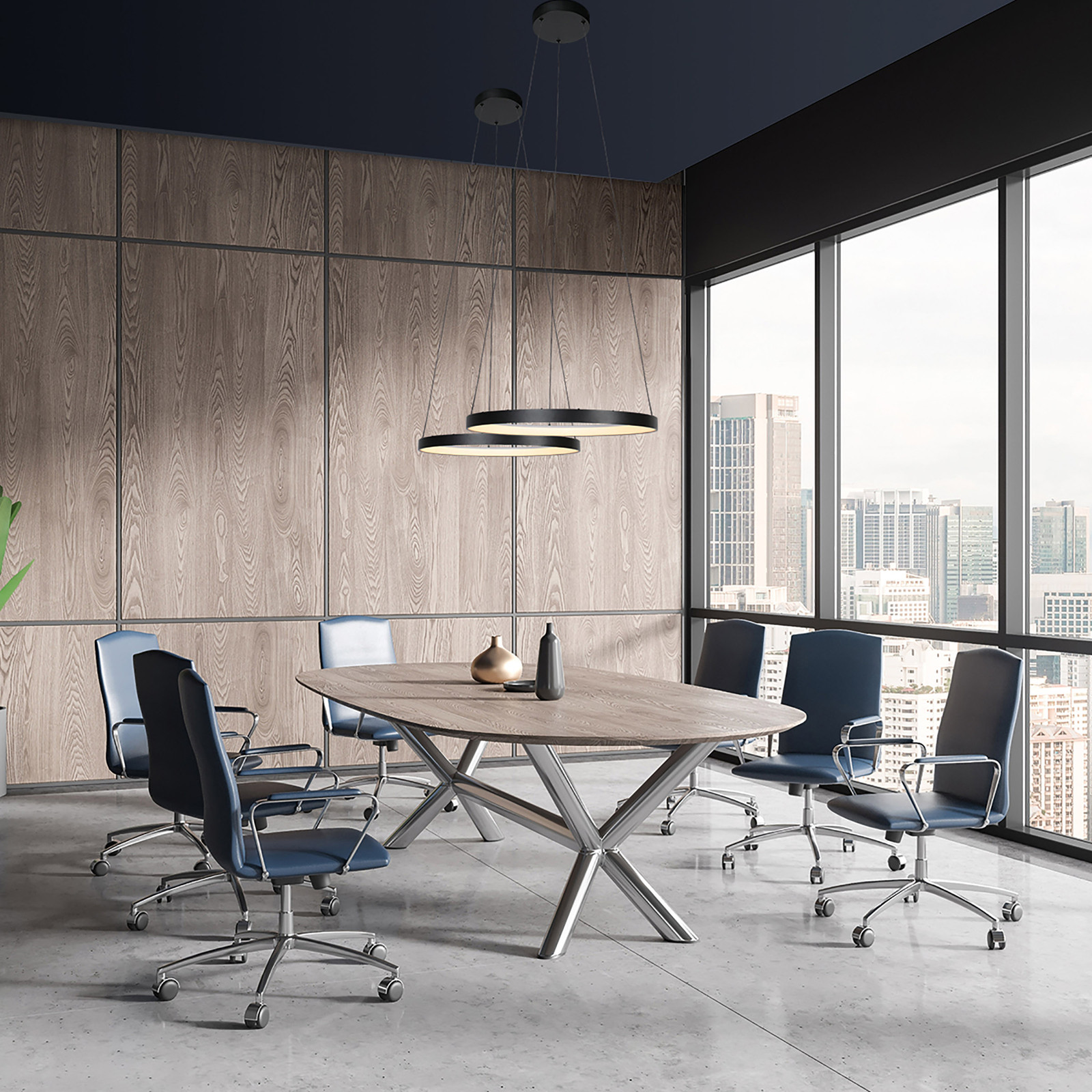 Steinhauer Lumex ronde hanglamp zwart Ø 58cm met LED