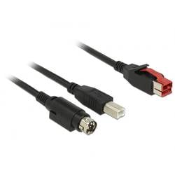 Delock USB-Kabel USB 2.0 PoweredUSB 24V Stecker, USB-B Stecker, Hosiden Mini-DIN 3pol. Stecker 2.00 m Schwarz doppelt geschirmt 85488