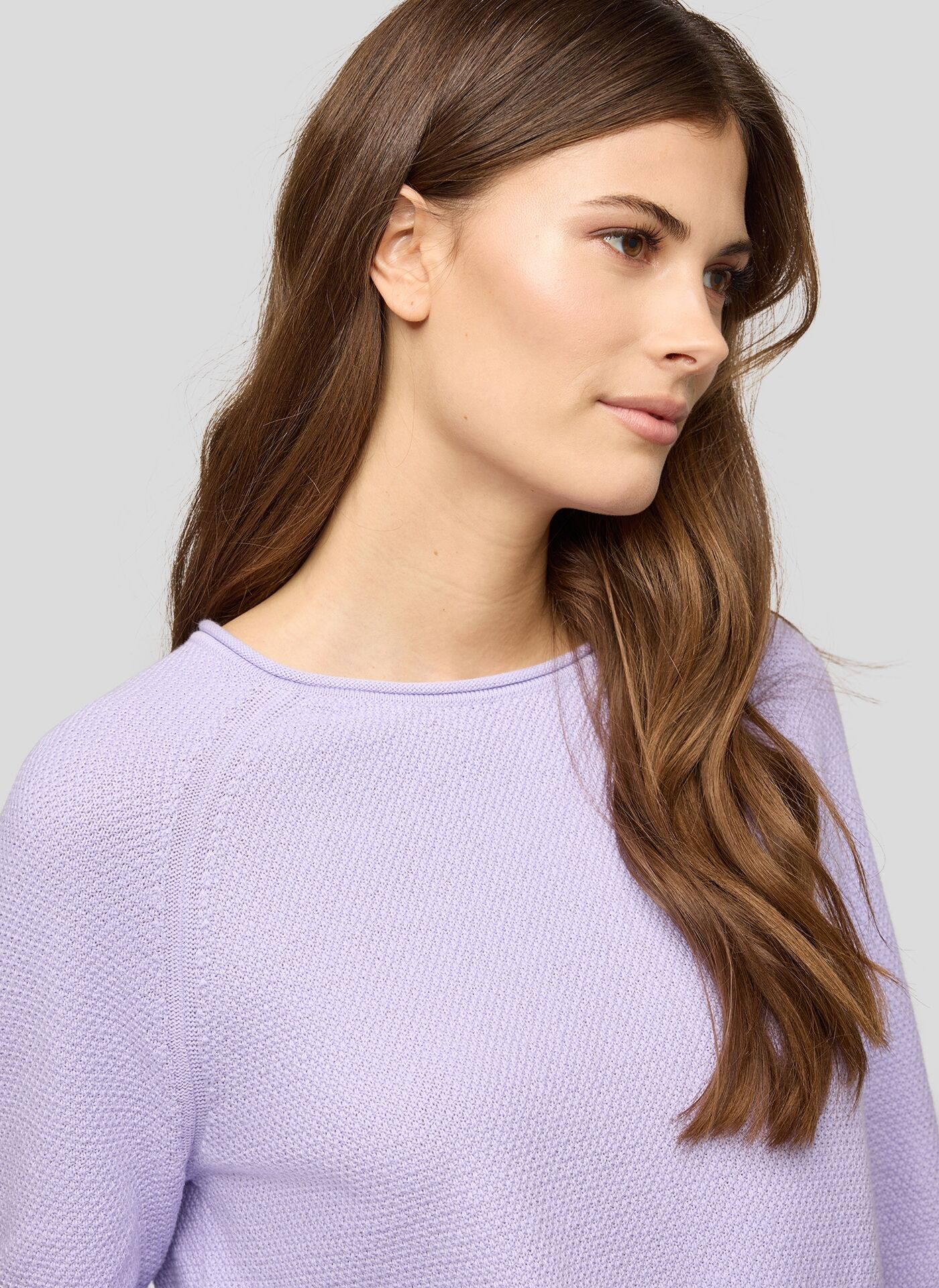 Rundhalspullover RABE, Damen, Gr. 42, lila (flieder), Strick, Obermaterial: 60% Baumwolle, 40% Polyacryl, unifarben, regular fit normal, Rundhals, gerader Abschluss, Pullover Rundhalspullover flieder 42