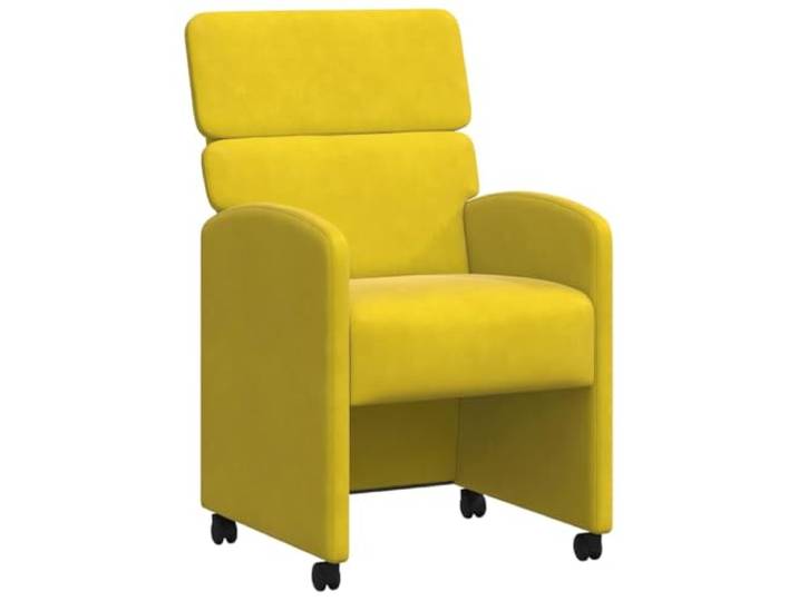 NKOPPFG Esszimmerstühle mit Rollen 2 STK. Samt Gelb 58 x 65 x 98 cm Weicher Samtbezug, flache Armlehnen, Schaumfüllung, Rollen für Flexibilität, modernes Design