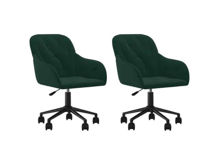 fsahslih Esszimmerstühle 2er-Set Drehbar mit Rollen Dunkelgrün Samt Stufenlose Höhenverstellung und flexible Rollen für bequemes Sitzen im Arbeitszimmer oder Wohnbereich.