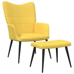 vidaXL Relaxsessel mit Hocker Senfgelb Stoff