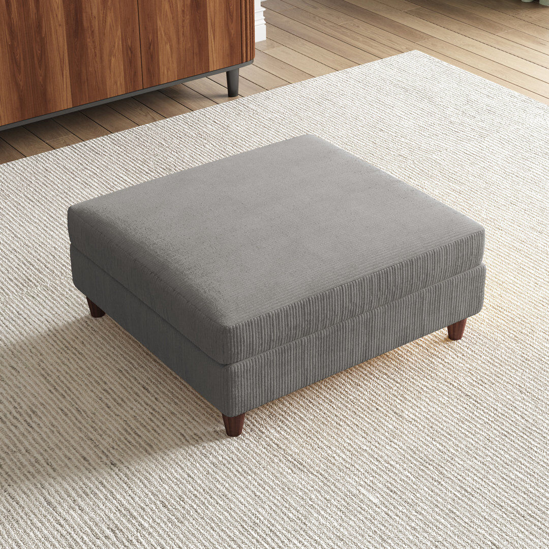 Pia Ricco Mordecai 97Cm Wide Square Footstool Ottoman Light Grey 47cm H X 97cm W X 97cm D