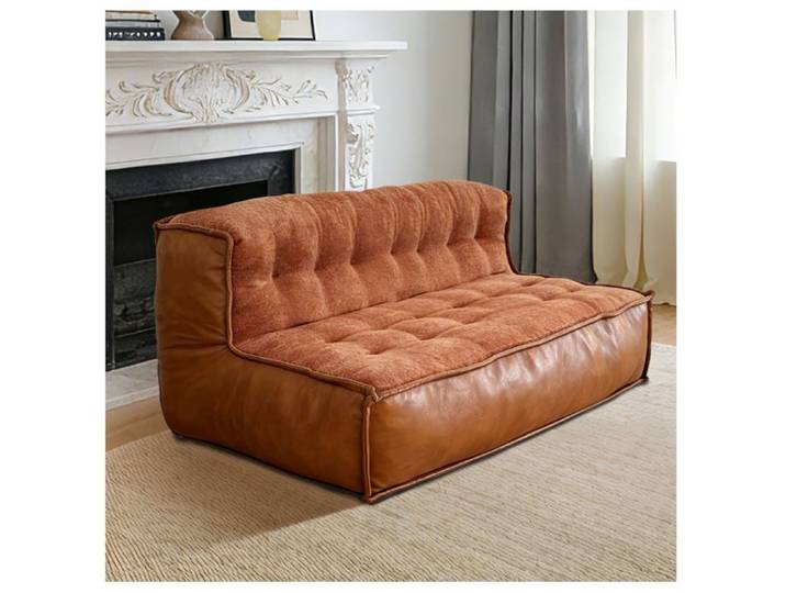 Canape 2 Places En Flanelle Marron Canape Fixe Contemporain FloraGrace Pour Salon Et Petit Espace Profil Compact 126x56x56cm