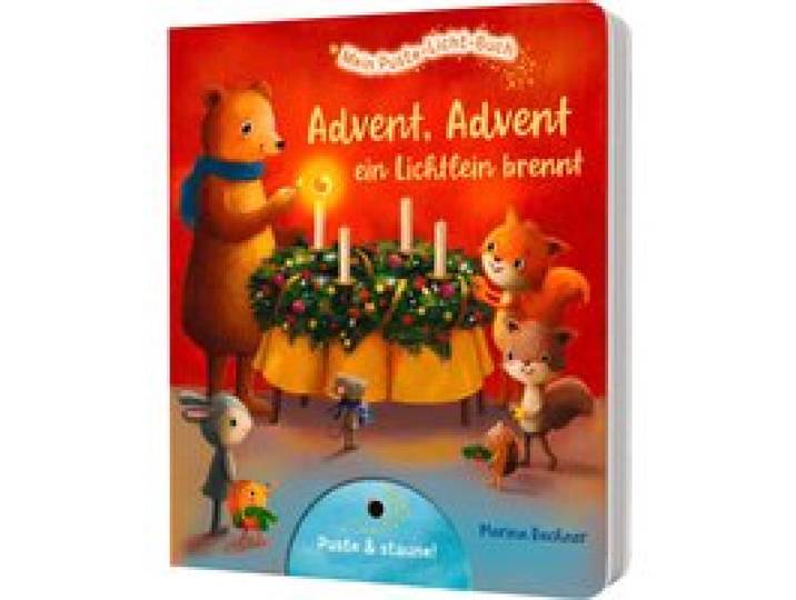 Pappbilderbuch Mein Puste-Licht-Buch:Advent, Advent, ein Lichtlein brennt