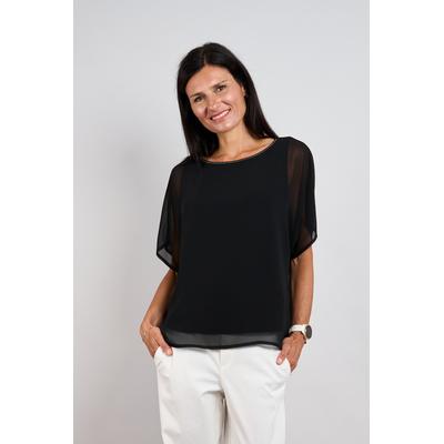 Schlupfbluse SEIDEL MODEN, Damen, Gr. 44, 99,schwarz, Single Jersey, Obermaterial: 100% Polyester. Futter: 95% Viskose, 5% Elasthan, unifarben, Basic, lässig geschnitten hüftbedeckend, Rundhals, abgesteppte Kante, Blusen Schlupfbluse, Rundhals /...