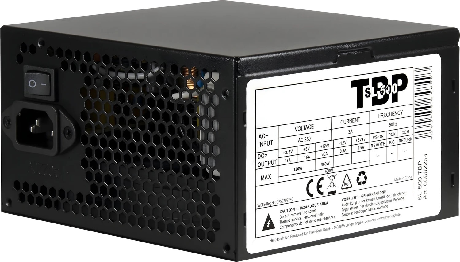Inter-Tech SL-500 TBP 500 Watt ATX-Netzteil PFC 120mm Retail