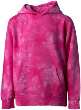 Independent Trading Co. PRM1500TD Youth Midweight Tie-Dyed Hooded Sweatshirt in Pink size XS   Cotton/Polyester Blend