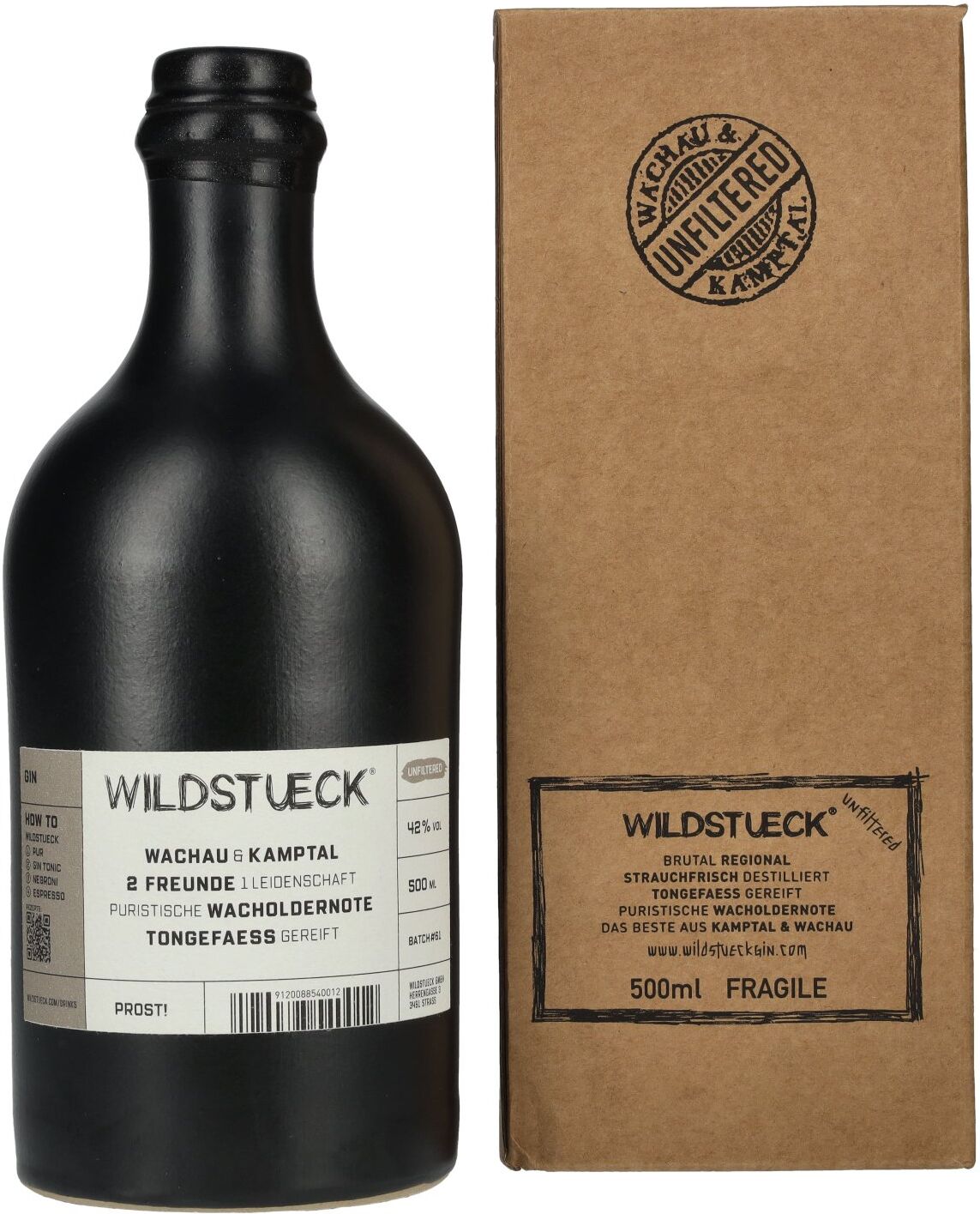 Wildstueck Danube Dry Gin Unfiltered 42% Vol. 0,5l in Geschenkbox