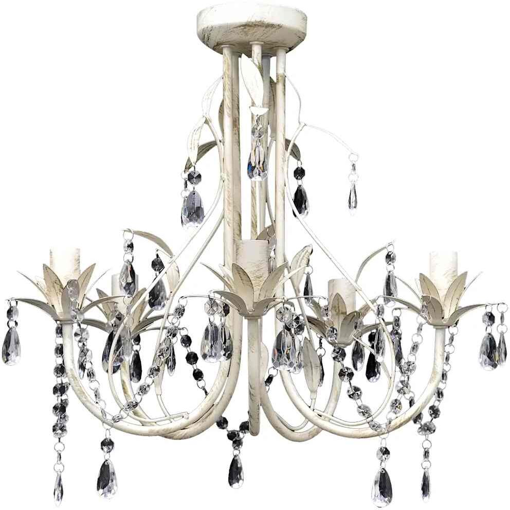 vidaXL Lustre suspendu en cristal 5 douilles d'ampoule