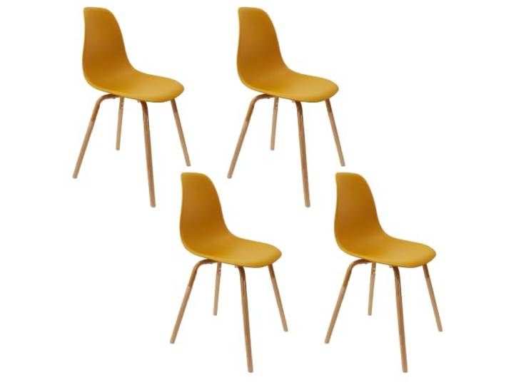 HOME DECO FACTORY Chaise Scandinave Phenix Confortable Moutarde Polyester\, chaise scandinave Phenix\, design épuré\, confortable\, salle à manger ou bureau\, moutarde
