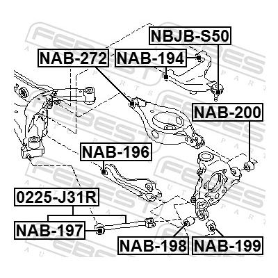 FEBEST Lagerung, Lenker NAB-196 unten für NISSAN