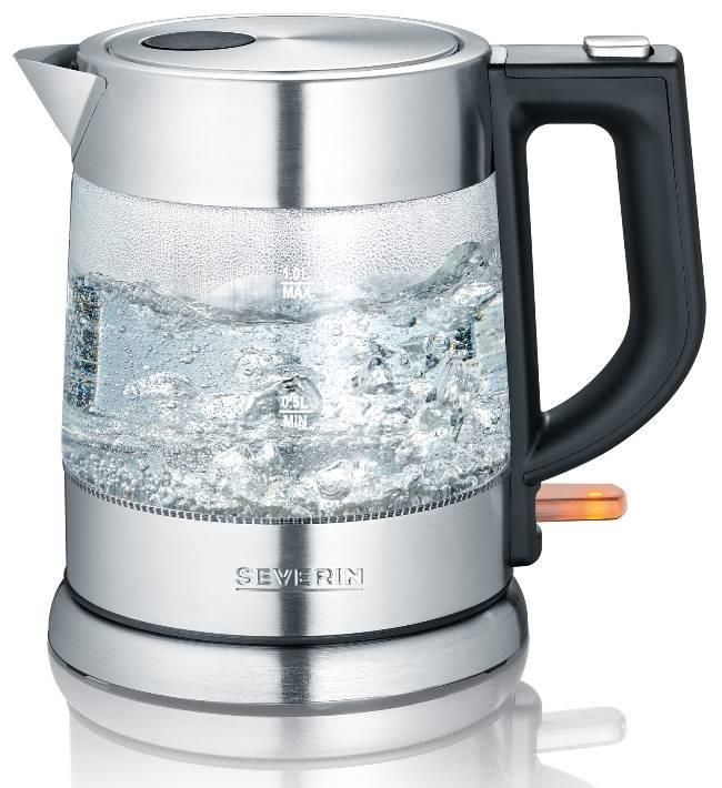 Severin WK3468 1,0 l Wasserkocher 2200 W (Schwarz, Edelstahl, Transparent) WK 3468