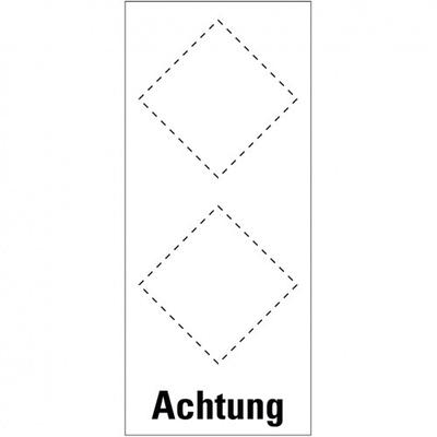 Aufkleber I Grundetikett Achtung, für 2 GHS-Piktogramme, Folie, selbstklebend, 88x168mm