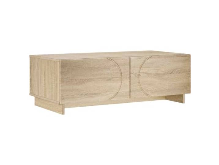 KUTYWEXFM Couchtisch Sonoma-Eiche 102 x 50,5 x 35 cm mit 2 Schubladen Flacher Couchtisch fürs Wohnzimmer mit flexiblem Stauraum, 2 offenen Fächern und anpassbaren Schubladen.