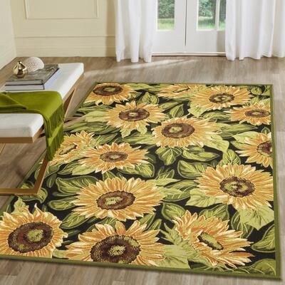 Lush Decor Marina Sunflowers Indoor/Outdoor Rug