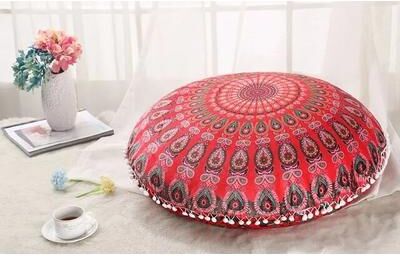 HomeDecorAndMore LLC Boho Floor Pillow Cover Red