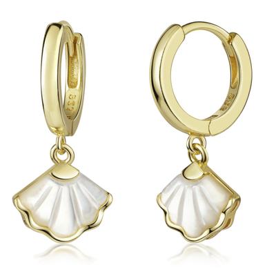 Paar Creolen FIRETTI "Schmuck Geschenk Silber 925 Ohrringe Maritimes Muschel-Design", gold (gelbgoldfarben, perlmuttfarben), Ohrringe, Damen, 11,3mm, Silber 925 (Sterlingsilber), Made in Germany - mit Perlmutt (synth.)