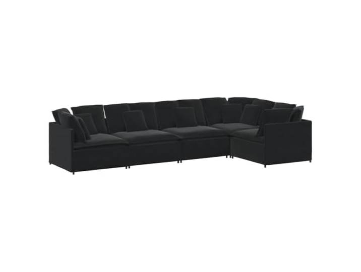 Makastle Modulares Sofa Couch mit Kissen Samt Schwarz