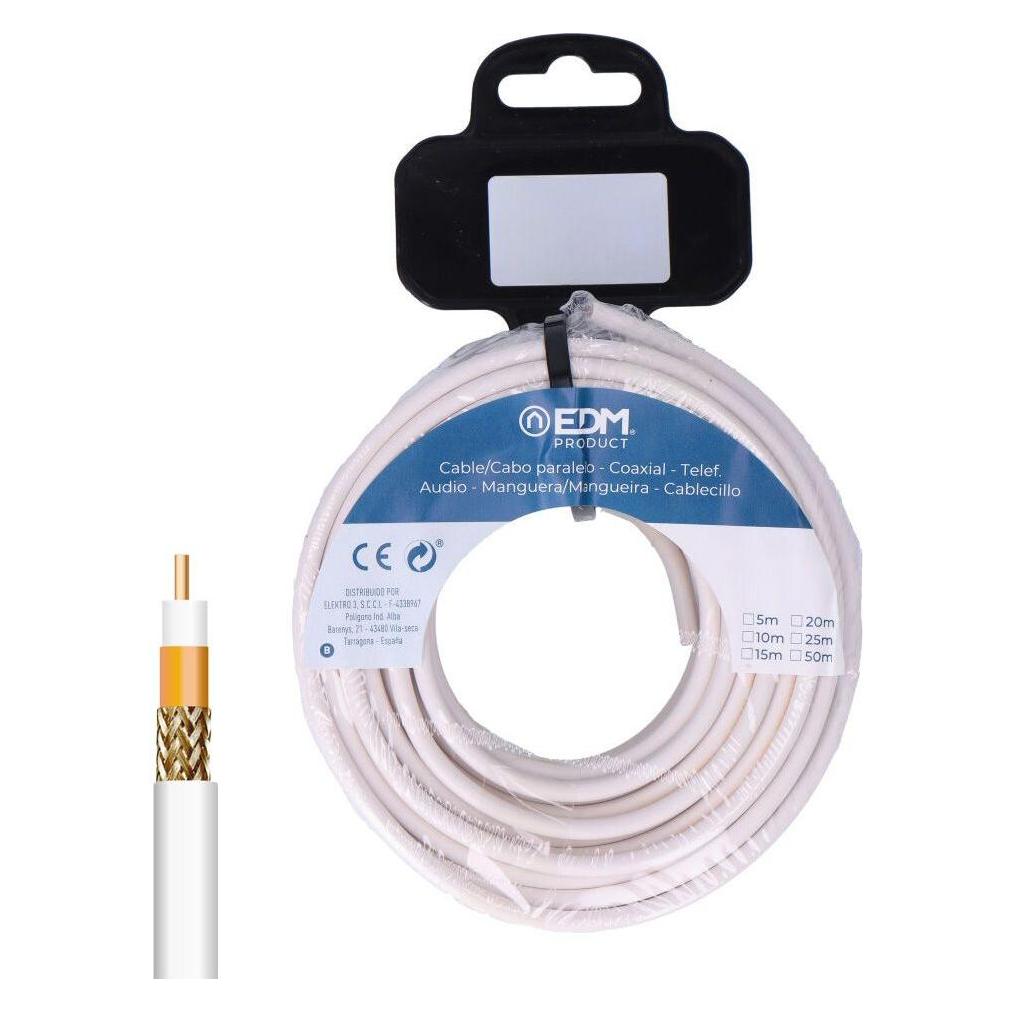 EDM Product Koaxial-Tv-Antennenkabel 28230 Weiss 25 M (Antennenkabel) (45296801)