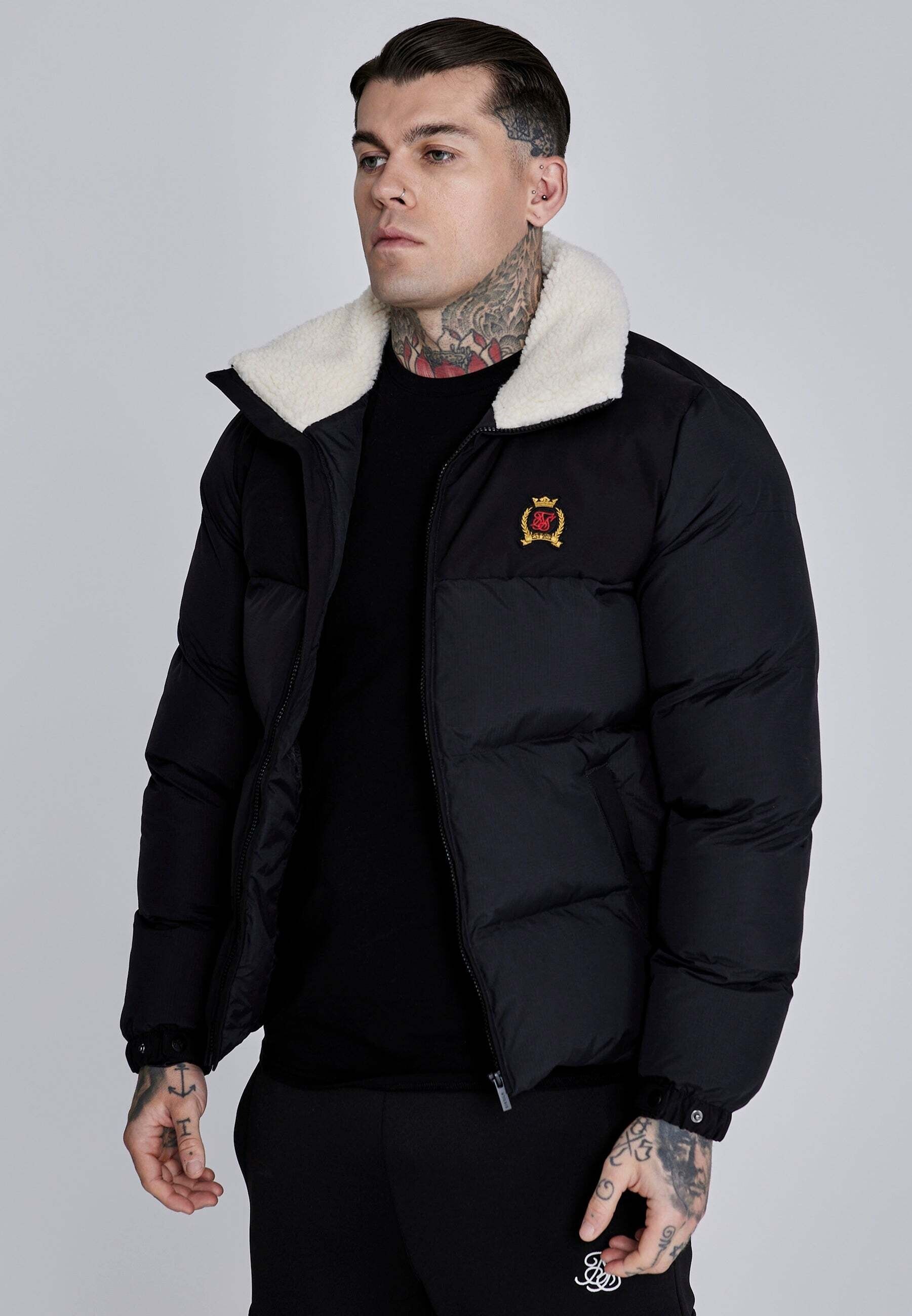 Winterjacke SIKSILK "Siksilk Winterjacke Puffer", Herren, Gr. M, schwarz, Jacken Winterjacke schwarz M