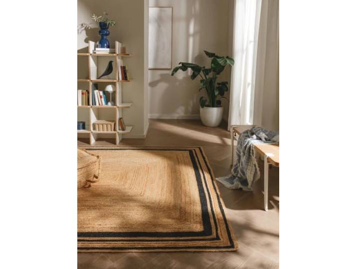 benuta Pure Jute Tapijt Jutta - Zwart 120x170 cm - Handgeweven woonkamertapijt - Natuurlijk Boho-ontwerp - Geschikt voor vloerverwarming