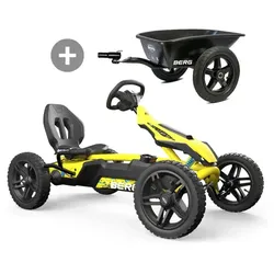 BERG Rally DRT Yellow 2.0 Pedal-Gokart, 3-Gang-Schaltung mit Anhänger