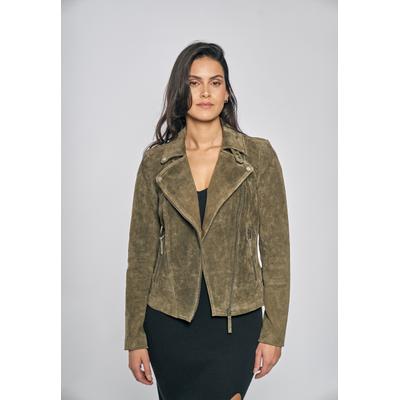 Lederjacke FREAKY NATION "Taxi Driver-FN", Damen, Gr. S (36), grün, Oberstoff: 100% Leder. Futter: 100% Polyester, figurbetont, Jacken