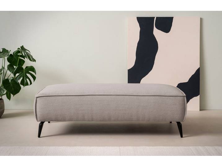 Polsterhocker GOODPRODUCT TVINNU Cord , braun (hellbraun), B:140cm H:44cm T:65cm, Hocker, Polsterhocker, zur Serie TVINNU, gemütlicher Sitzkomfort, rechteckig, schwarze Füsse