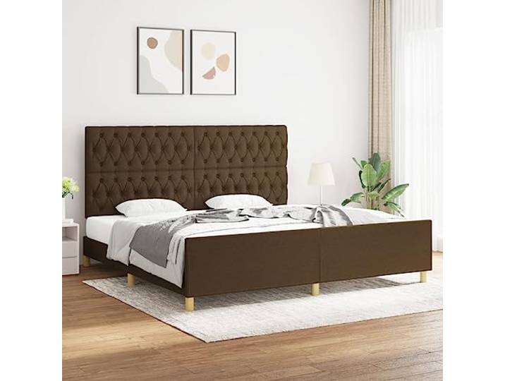 Strapazierfähiger Stoff Höhenverstellbares Bettgestell 200x200 cm Braun Bettgestell mit Kopfteil Dunkelbraun 200x200 cm Stoff Polsterbett Metallfrei Stabil Höhenverstellbar Komfortabel Schlafzimmer