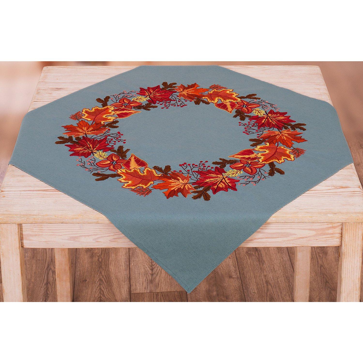 Stickmitteldecke "Herbstlaub"