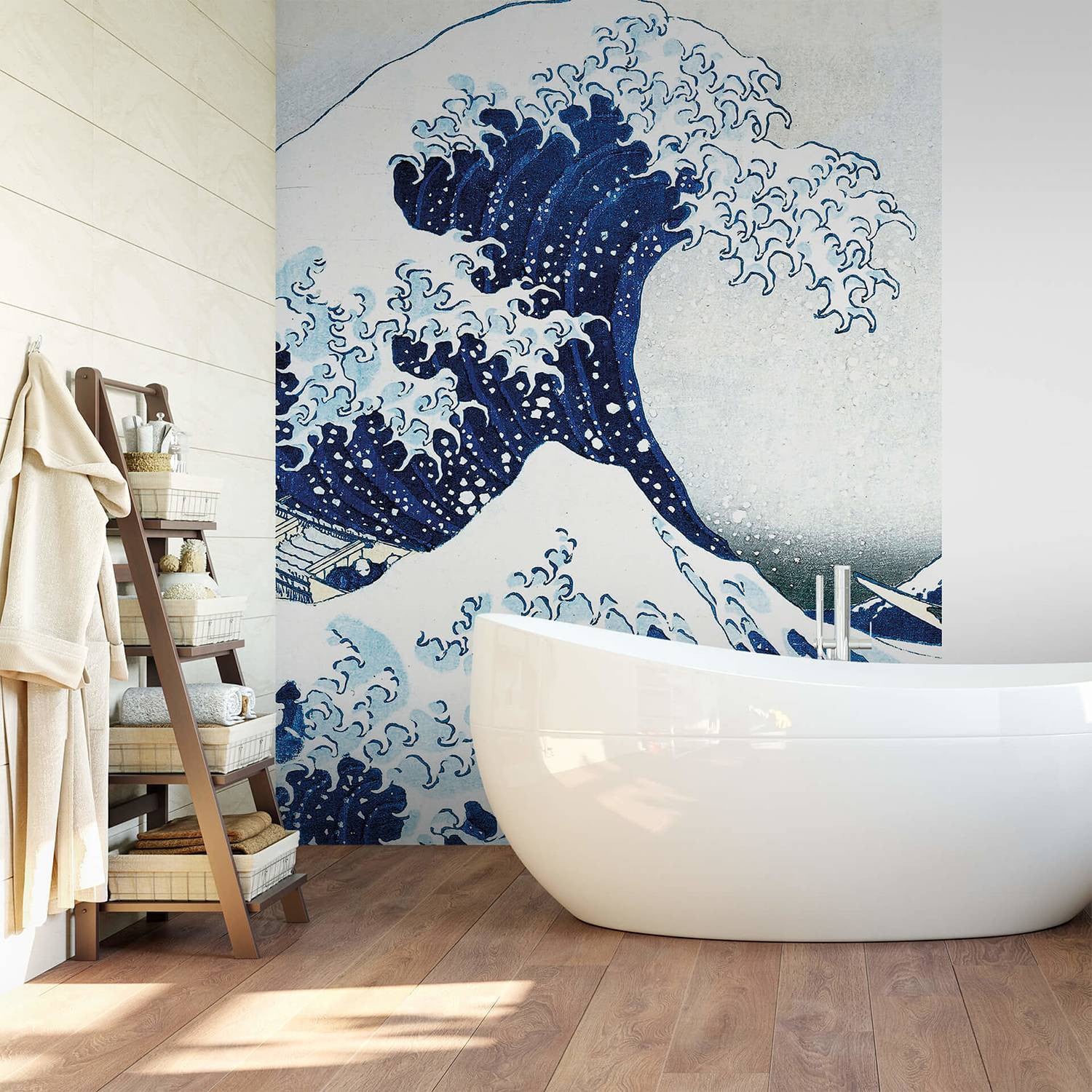 home24 Fotobehang Hokusai The Great Wave Blauw Abstract Oriental Mural