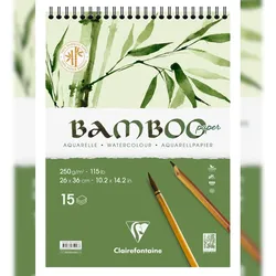 Clairefontaine 4x Bamboo, Spiralblock mit 15 Blatt Bambuspapier, 26x36 cm, 250g - 975926C