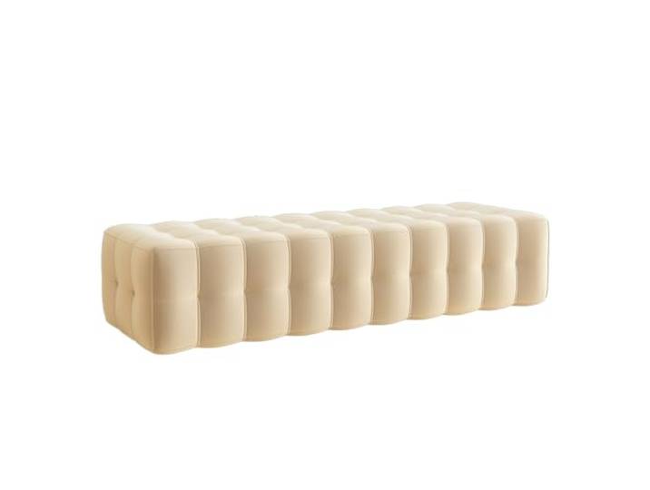 RUNZE765Z Dekorativ Getuftete osmanische Bank, gepolstertes Schlafzimmer(Weiß,100 * 50 * 36cm)