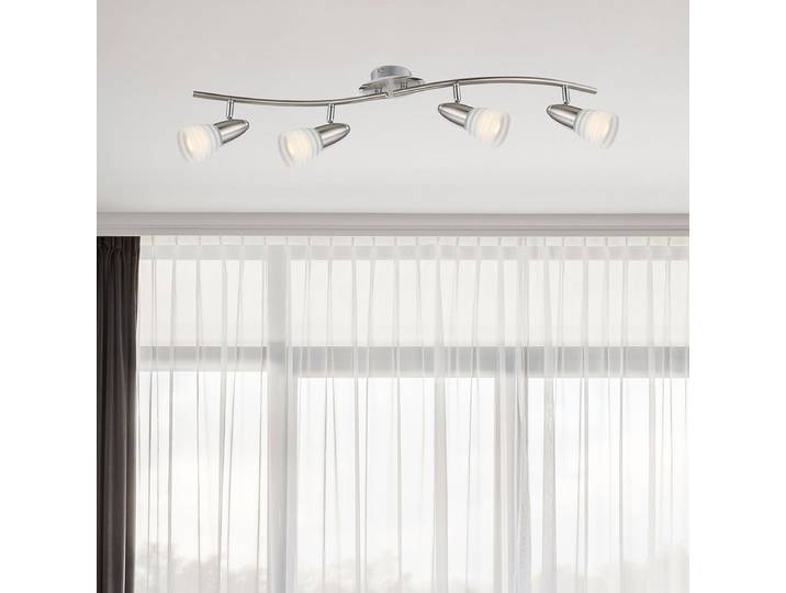 Deckenleuchte 17 x 16 x 80cm Weiß/Silber 4 Eisen / Chrom, lackiert Opalglas Satiniertes Glas LED E14