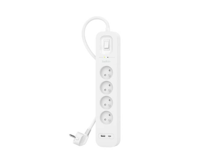 Belkin SRB001CA2M, 900 J, 4 sortie(s) CA, Type E, Type E, Blanc, 2 m