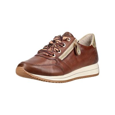 Sneaker REMONTE "Remonte Sneaker Leder", Damen, Gr. 38, mittelbraun, Leder, Schuhe Sneaker