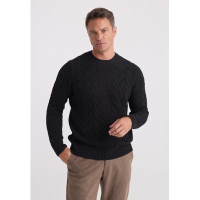 Rundhalspullover FELIX HARDY "Rundhalspullover", Herren, Gr. XXL, schwarz, 100% Baumwolle, Rundhals, Pullover Rundhalspullover