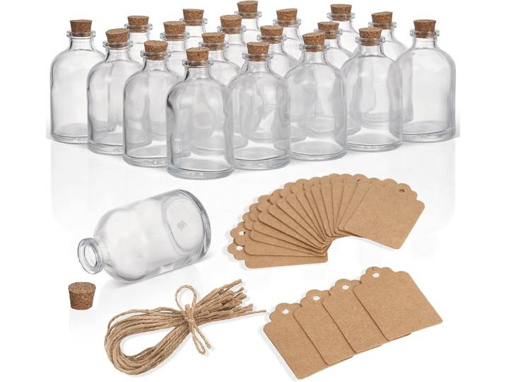 Glasflasche mit Korkstopper mini 20 Stück