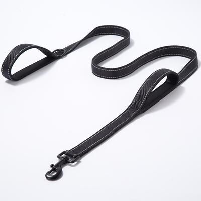 Fusion Finds Heavy Duty Dog Leash With Double Handles Padded Nylon Dog Training Leash For Traffic Control black xxl