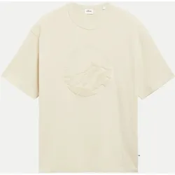 T-Shirt mit Frottee-Artwork 93D1-GREY/BLACK M