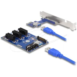 Delock Riser Karte PCI Express x1 zu 3 x PCIe x1 mit 50 cm USB Kabel, Mainboard Zubehör