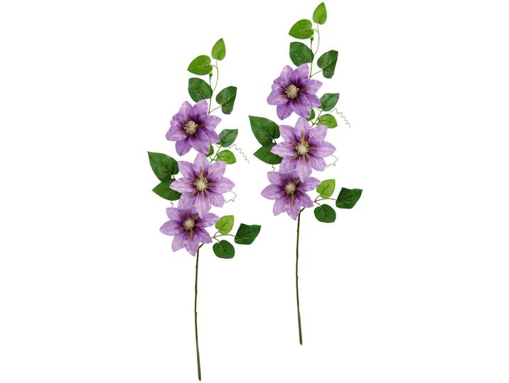 Kunstblume I.GE.A. Clematisranke Waldrebe , lila (violett), B:14cm H:80cm L:9cm, Polyester, Kunstpflanzen, Kunstblume, Zweig Einzelblume Stielblume, 2er Set