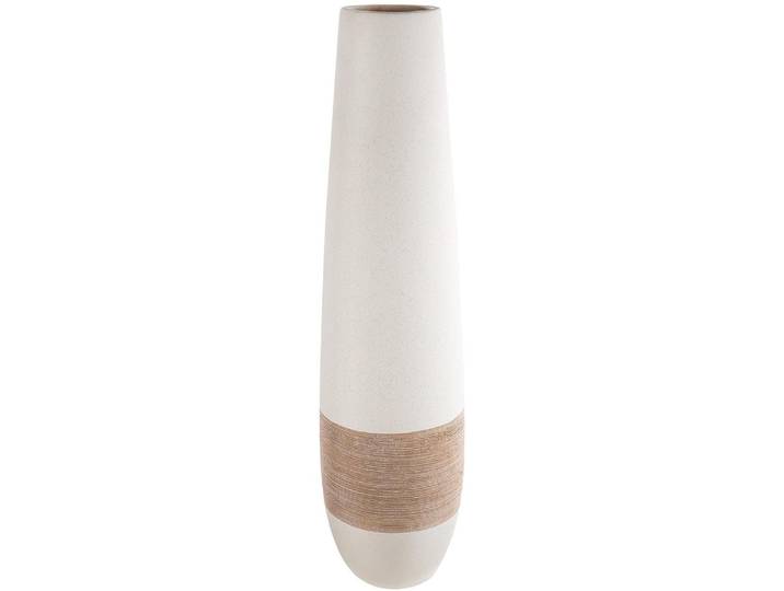 Bodenvase GILDE Vase Olbia creme H. 66 cm , beige (creme), B:17cm H:66cm T:17cm Ø:17cm, Keramik, Vasen, Bodenvase