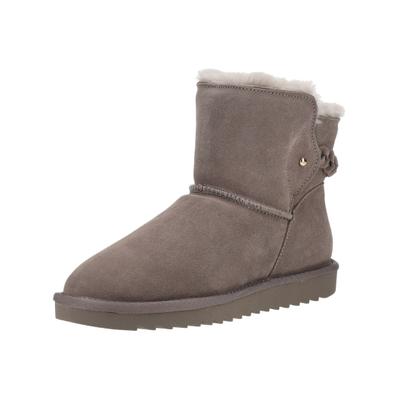 Stiefelette ARA "Ara Stiefelette Veloursleder", Damen, Gr. 40, Lammfell, braun (hellgrau), Veloursleder, Schuhe Stiefelette
