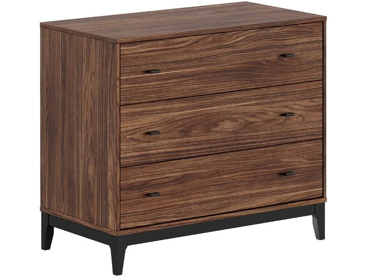 Kommode VIPACK Ilyas, mit gradlinigem Design und viel Stauraum , nussbaum dekor, B:100cm H:89cm T:55cm, Sideboards, Kommode, pflegeleichte Melamin Oberfläche in Nussbaum Dekor
