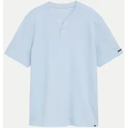T-Shirt im Henley-Style Blau XXL