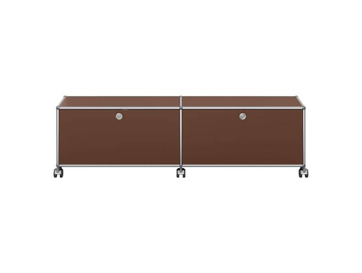 USM Haller TV Bank M61 braun 2-fach breit 2 Klapptüren auf Rollen ohne Schloss 152.3x43x37.3 cm